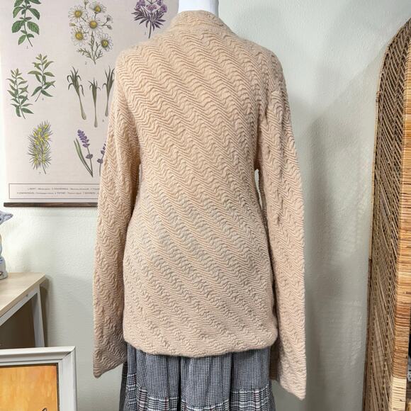 Sundance Tan Lightweight Semi Sheer Textured Wool Blend Tunic Sweater Boho XL - Picture 3 of 5